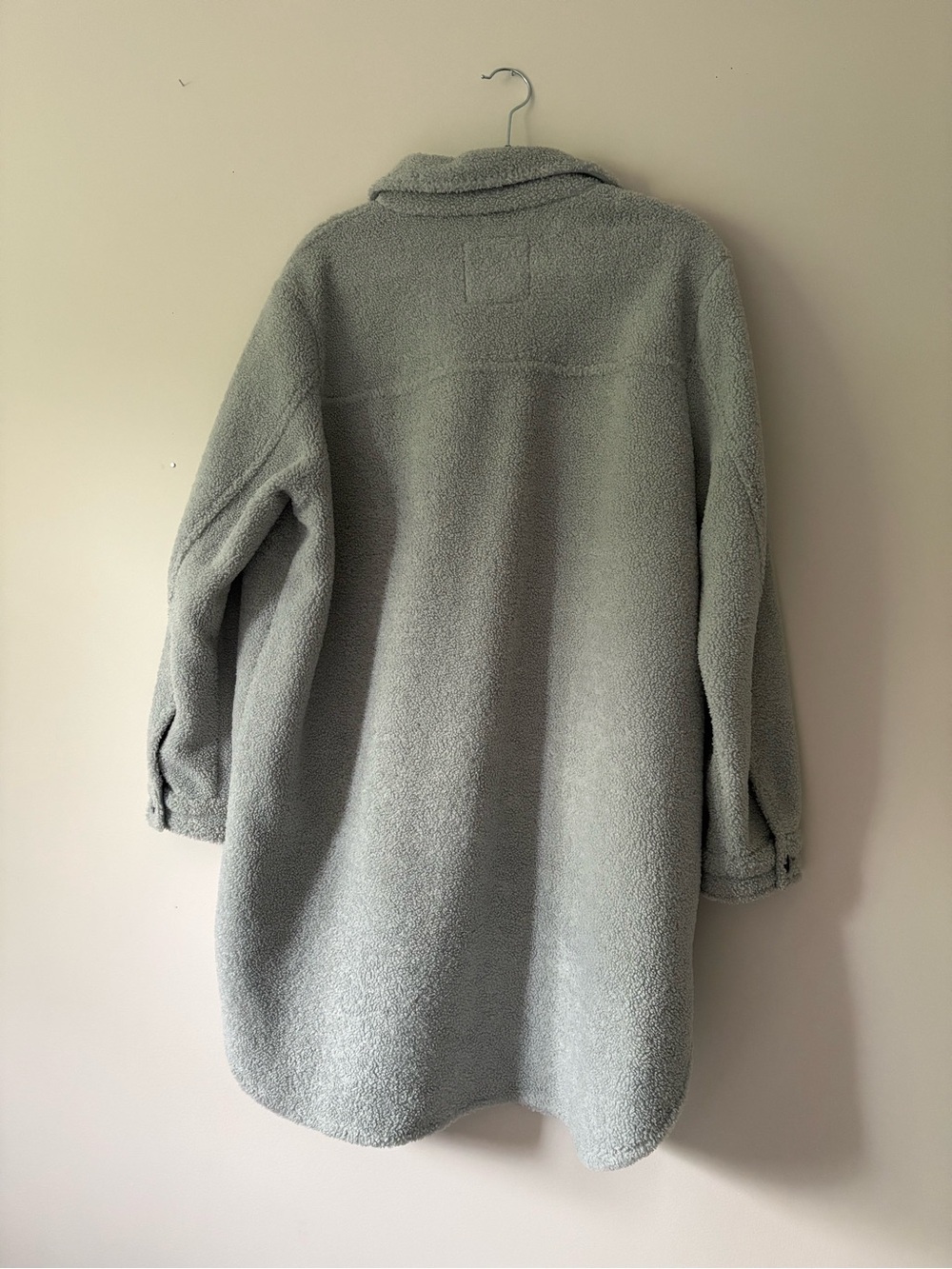 Part Two Copenhagen Light Blue/Grey Teddy Fleece Long Shacket Coat- Size 42 - Picture 6 of 8